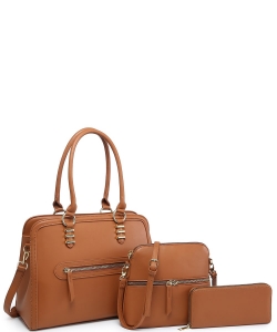 Fashion 3in1 Satchel Handbag Set 716546 BROWN